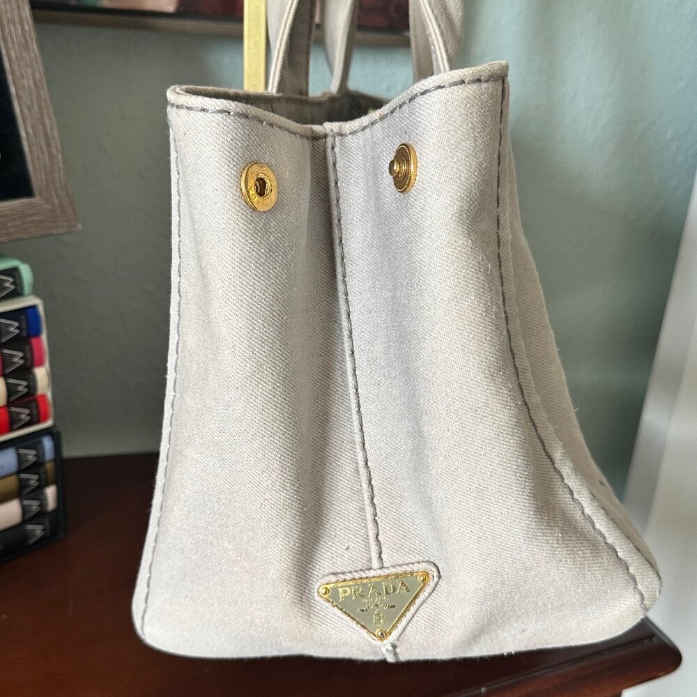 Prada Beige Canvas Tote Satchel - Picture 5 of 17